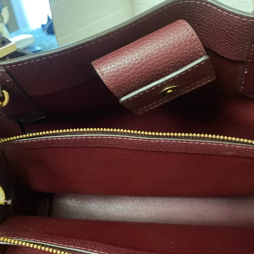 Michael Kors Maroon Leather Satchel with Gold Hardware
